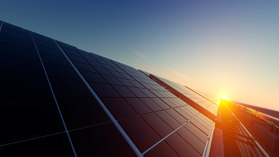 3D Rendering solar panel shot