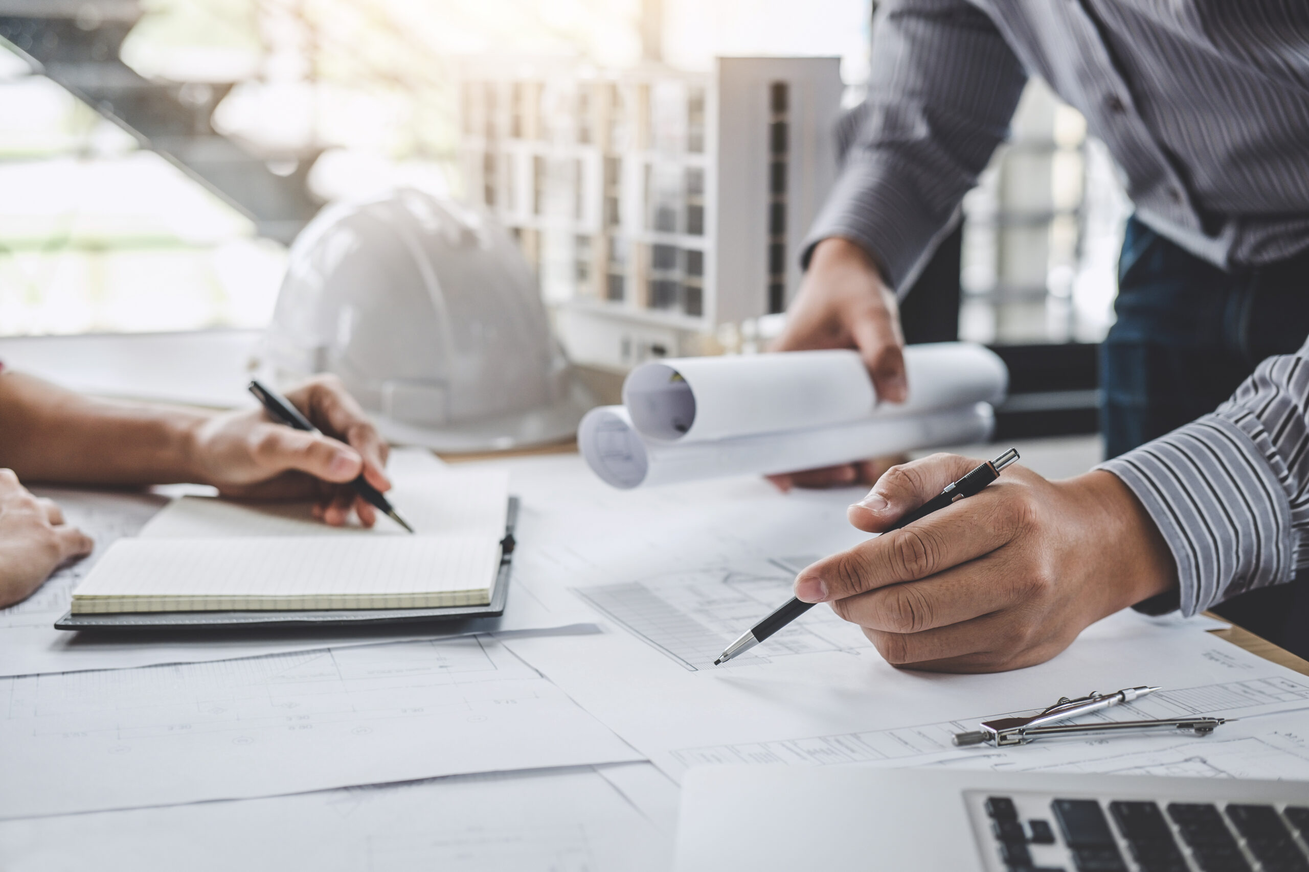 Stock photo of a construction meeting